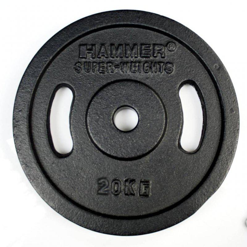 Hammer - Hammerdisques dhaltères en fonte (avec poignées)– 2 x 20kg 